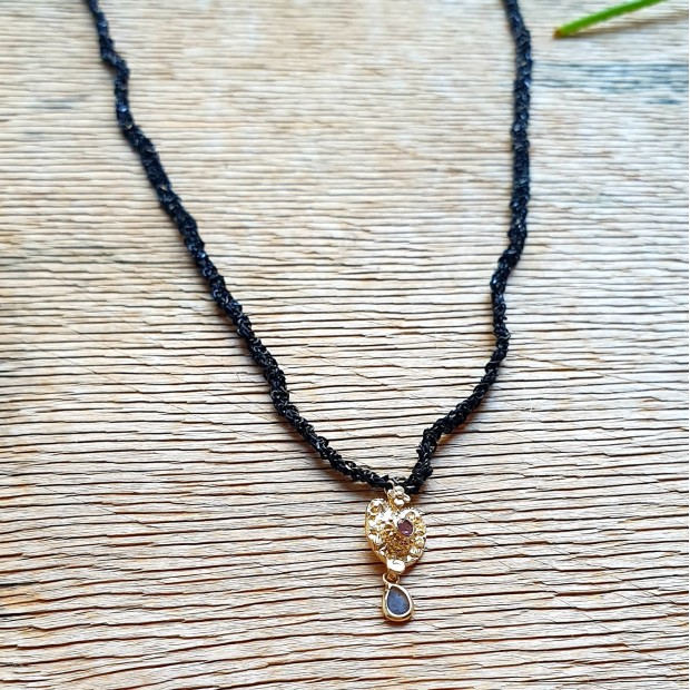 Marie Laure Chamorel rodžiuoto sidabro kaklo papuošalas Black Silver Black